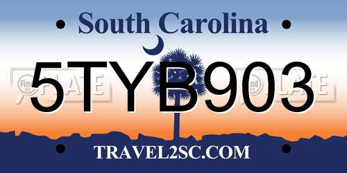 5TYB903 South Carolina License Plate