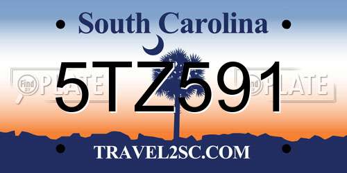 5TZ591 South Carolina License Plate