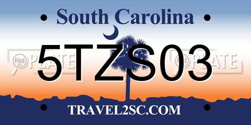 5TZS03 South Carolina License Plate