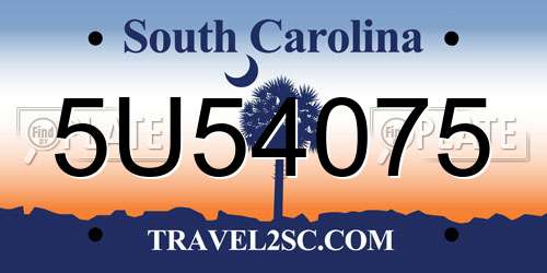 5U54075 South Carolina License Plate