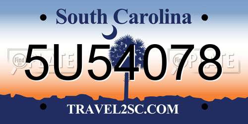 5U54078 South Carolina License Plate