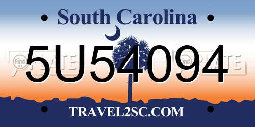 5U54094 South Carolina License Plate