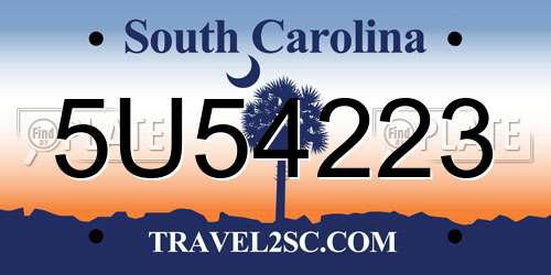 5U54223 South Carolina License Plate