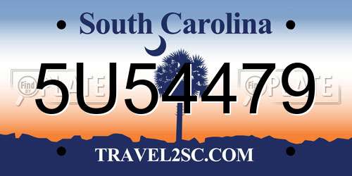 5U54479 South Carolina License Plate