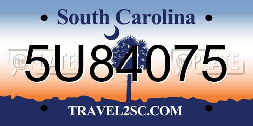 5U84075 South Carolina License Plate