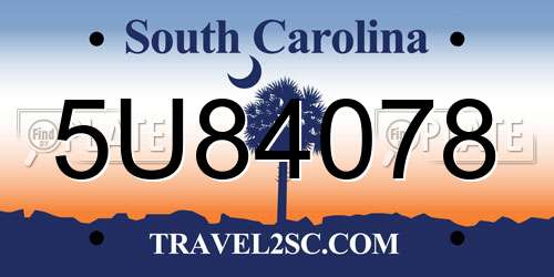 5U84078 South Carolina License Plate