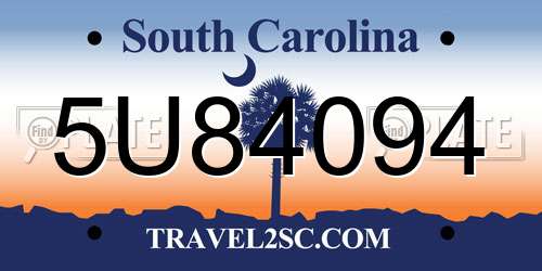 5U84094 South Carolina License Plate