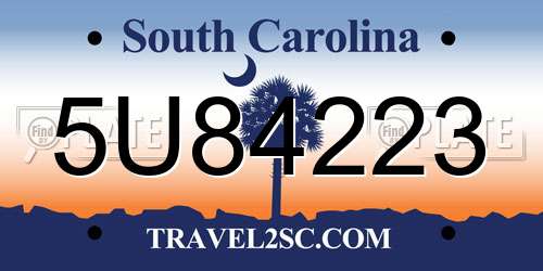 5U84223 South Carolina License Plate