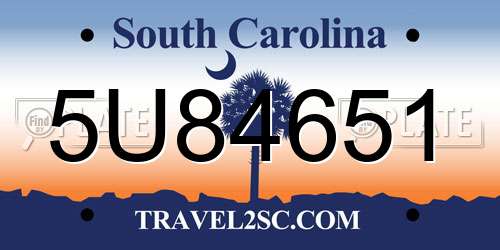 5U84651 South Carolina License Plate