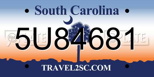 5U84681 South Carolina License Plate