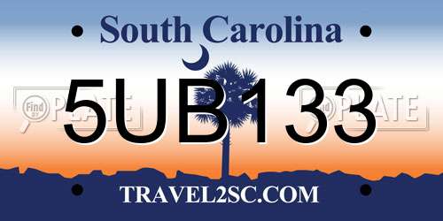 5UB133 South Carolina License Plate