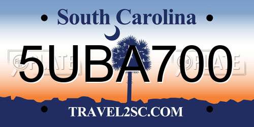 5UBA700 South Carolina License Plate