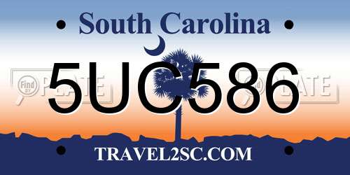5UC586 South Carolina License Plate