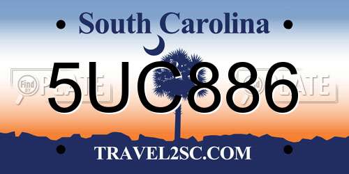 5UC886 South Carolina License Plate