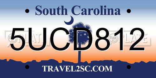5UCD812 South Carolina License Plate