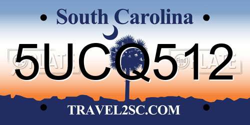 5UCQ512 South Carolina License Plate