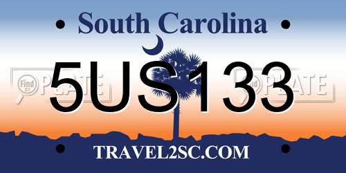5US133 South Carolina License Plate