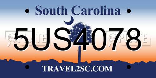 5US4078 South Carolina License Plate