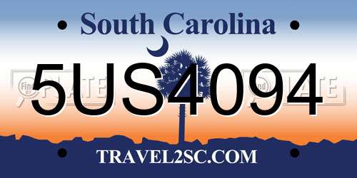 5US4094 South Carolina License Plate