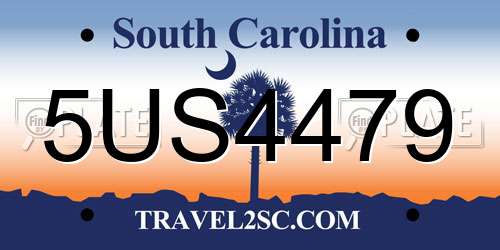5US4479 South Carolina License Plate