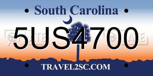 5US4700 South Carolina License Plate