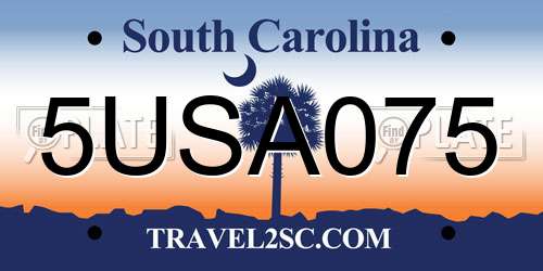 5USA075 South Carolina License Plate