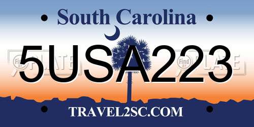 5USA223 South Carolina License Plate