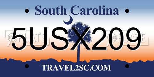 5USX209 South Carolina License Plate