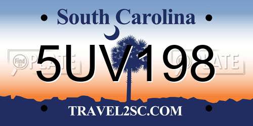 5UV198 South Carolina License Plate