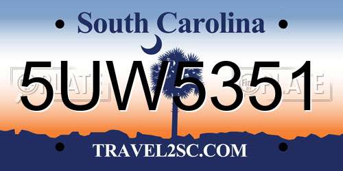 5UW5351 South Carolina License Plate