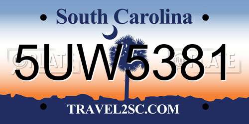 5UW5381 South Carolina License Plate