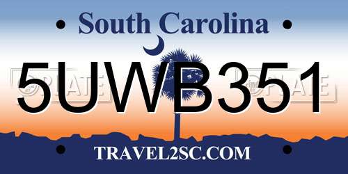 5UWB351 South Carolina License Plate