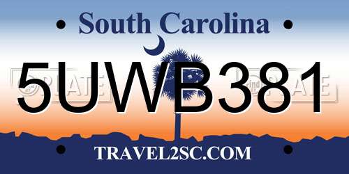 5UWB381 South Carolina License Plate