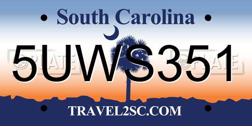 5UWS351 South Carolina License Plate