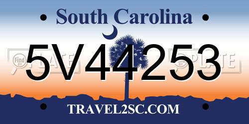 5V44253 South Carolina License Plate