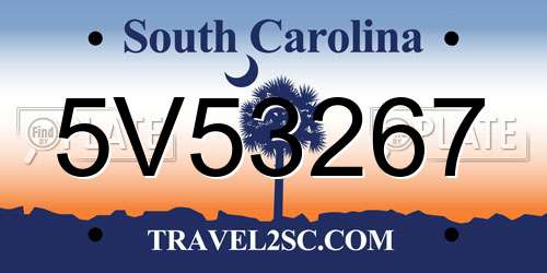 5V53267 South Carolina License Plate
