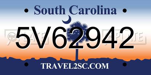 5V62942 South Carolina License Plate