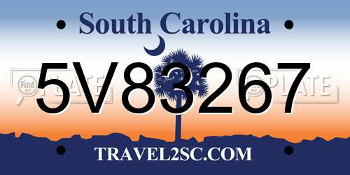 5V83267 South Carolina License Plate