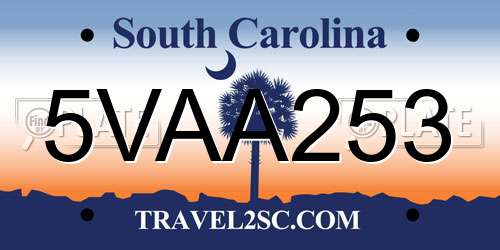 5VAA253 South Carolina License Plate