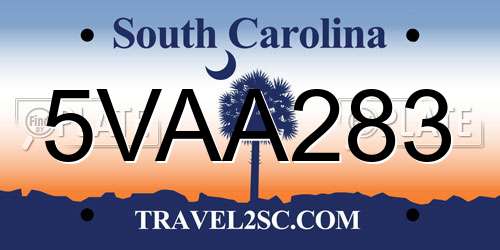 5VAA283 South Carolina License Plate
