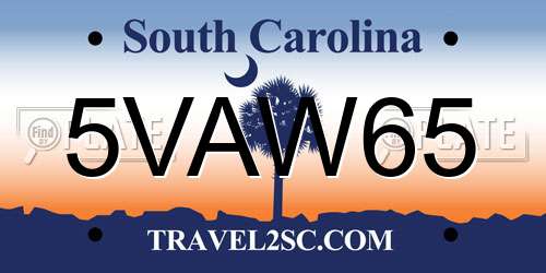 5VAW65 South Carolina License Plate