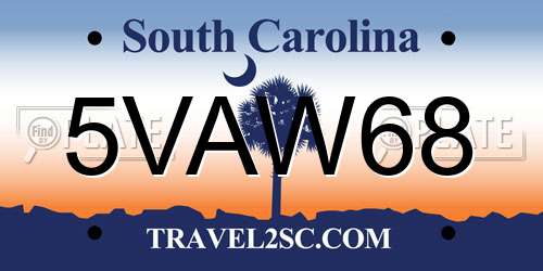 5VAW68 South Carolina License Plate