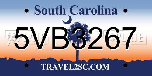 5VB3267 South Carolina License Plate