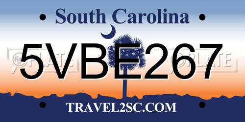 5VBE267 South Carolina License Plate