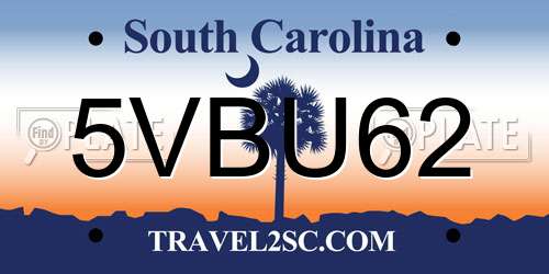 5VBU62 South Carolina License Plate