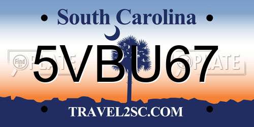5VBU67 South Carolina License Plate