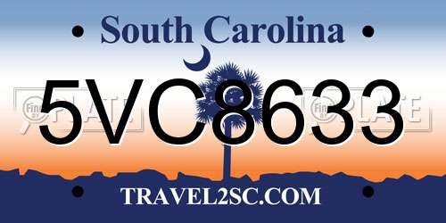 5VC8633 South Carolina License Plate