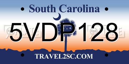 5VDP128 South Carolina License Plate