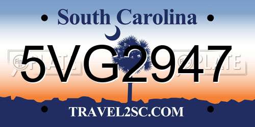 5VG2947 South Carolina License Plate