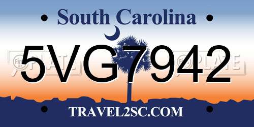 5VG7942 South Carolina License Plate